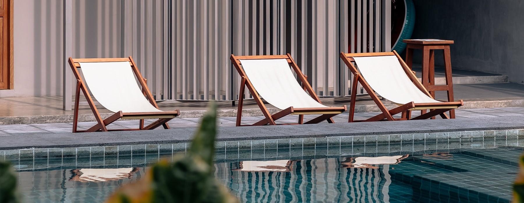 Chairs on a pool deck